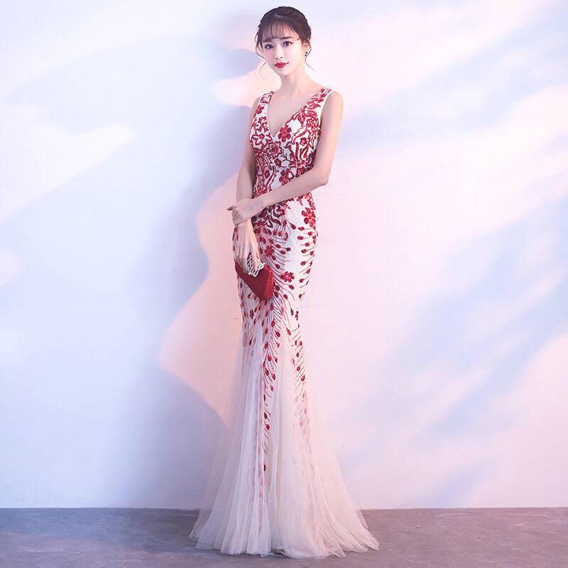 Evening Dress Banquet Noble Elegant Long Sexy Fishtail Toast Clothing Dinner Host Dress