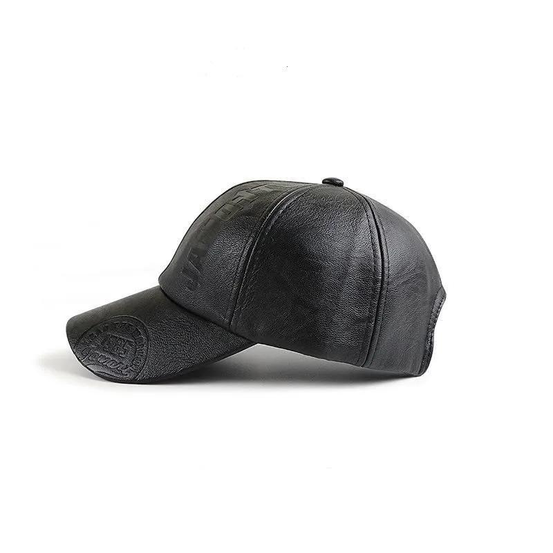 Pu Leather Baseball Cap Embossed Stencil Letters Men's Outdoor Peaked Cap Casual Warm Hat Waterproof Breathable Baseball Cap
