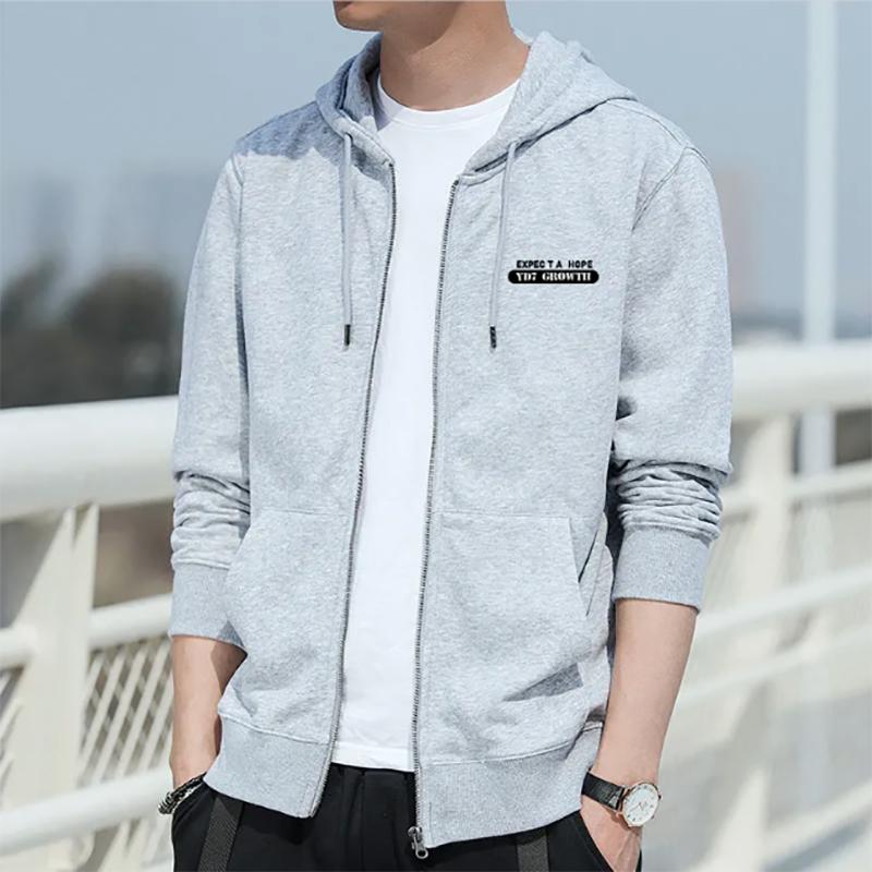 Mens Autumn and Winter Sweater Plus Velvet Casual Zipper Hoodie All-match Sports Youth Jacket