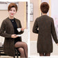 Autumn and Winter V-neck Cardigan Sweater Mid-length Casual Slim Jacket Simple Middle-aged and Elderly Ladies Jacket