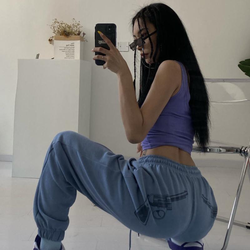 Personality Printed Jazz Hip-hop Sweatpants Female Hip-hop Loose Leggings High-waist All-match Casual Pants Tide