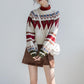 Vintage  Printed Sweater Women Bottoming Sweater Loose Casual Knit Pullover Sweater Autumn Winter