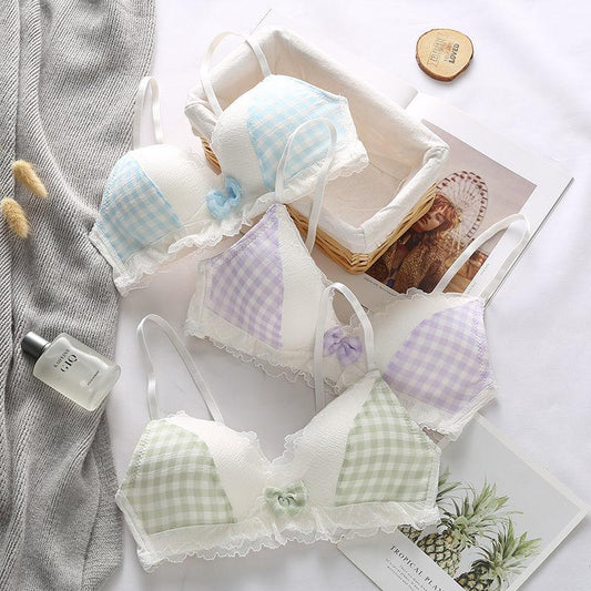 Ultra-thin Underwear No Steel Ring Thin Student High School Girl Bra Gathered Small Bra Summer Sexy Cute Light and Breathable