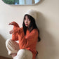Pofulove Round Neck Twist Sweater Female Loose Wild College Style Knitted Sweater Autumn Winter