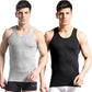 100% Cotton Men's Vest Fitness Stretch Bottoming Shirt Summer Vest Round Neck Sleeveless Vest (2 Pieces)