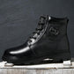 Winter Men's Martin Boots Plus Velvet Warm Snow Boots Genuine Leather Wool Inner Military Boots
