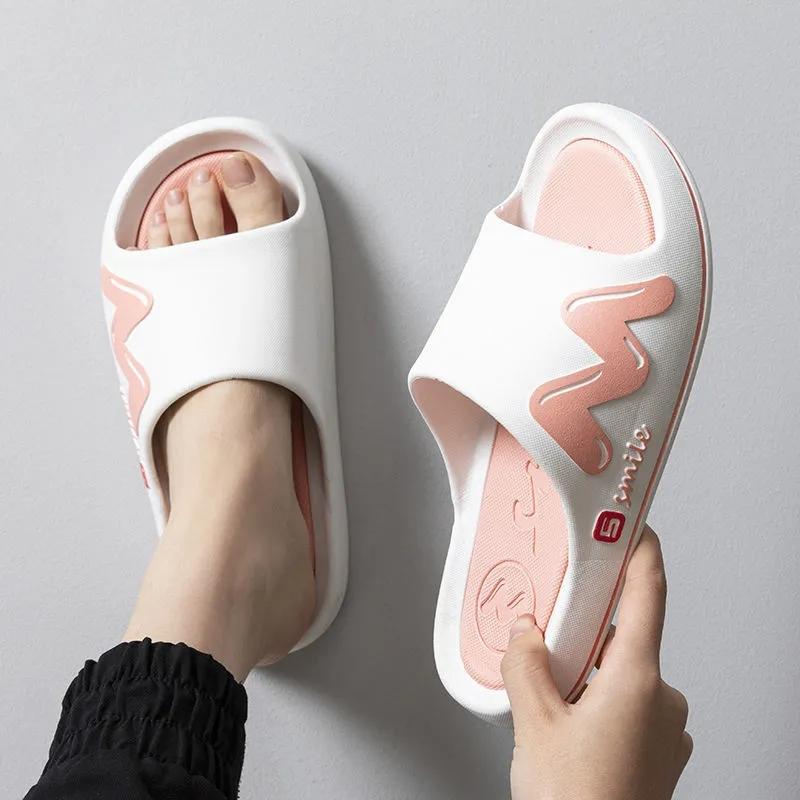 Men's and Women's Same Style Slippers Summer Non-slip Soft Bottom Slippers Men's Personality Home Bathroom Bath Slippers Casual Sports Flip Flops