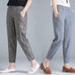 Summer Thin Cotton-linen Cropped Trousers Women Loose Large Size Casual High-waist Harem Pants Nine-point Cotton and Linen Pants Women