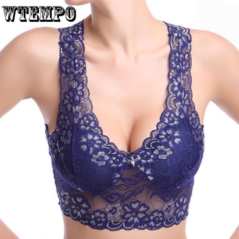 Women Sexy Lingerie Lace Solid Color Cross Side Buckle Wireless Push Up Breathable Sleep Underwear