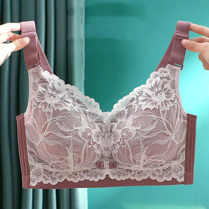 Latex Underwear Thin Section Women's Ultra-thin Summer Sweat-absorbing Breathable No Steel Ring Anti-sagging Adjustment Full Cup Bra