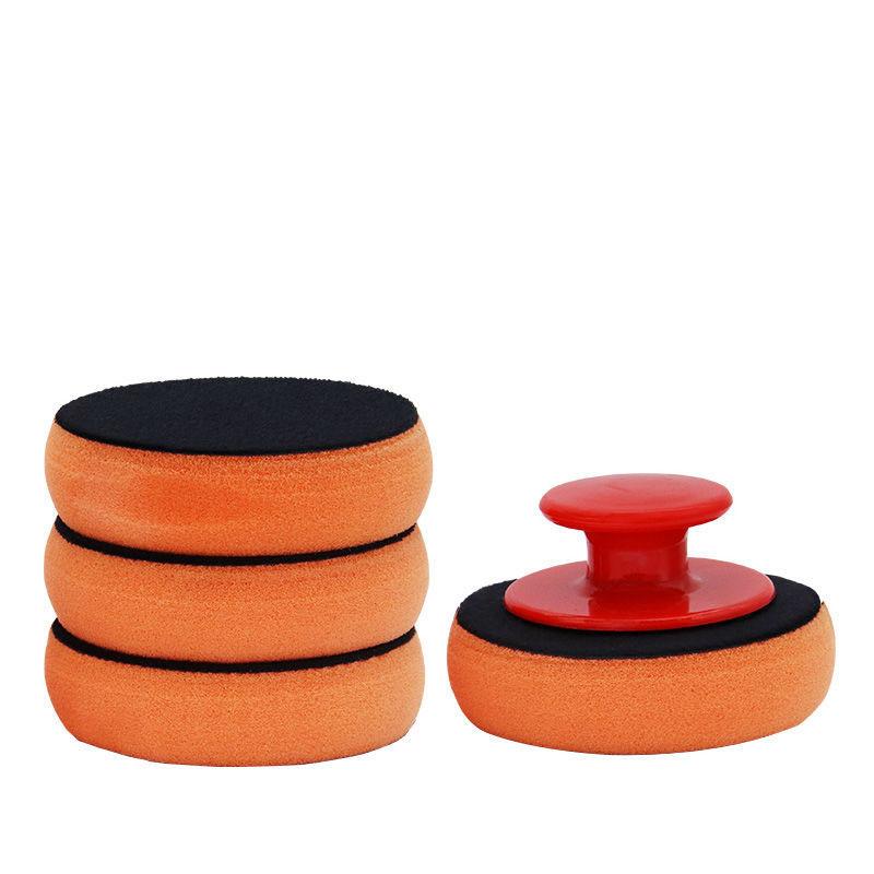 Car Beauty Waxing Sponge with Handle Wool Ball Waxing Plate Car Wash Tool Manual Polishing and Waxing Artifact