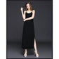 Sexy Maxi Dress Summer round Neck Spaghetti Strap Dress Blackless Elastic Long Dress for Party