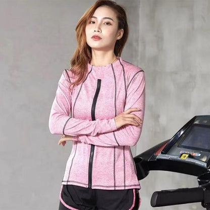 Spring and Autumn Long Sleeve Women's Sports Top Running Training Yoga Fitness Coat Slim Fit Breathable Quick Dry Zipper Hoodie