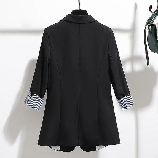 Women's Suit Jacket Slim Fit Drape Thin Sleeves Suit Jacket Elegant Design Ladies Work Wear Temperament Thin Casual Jacket