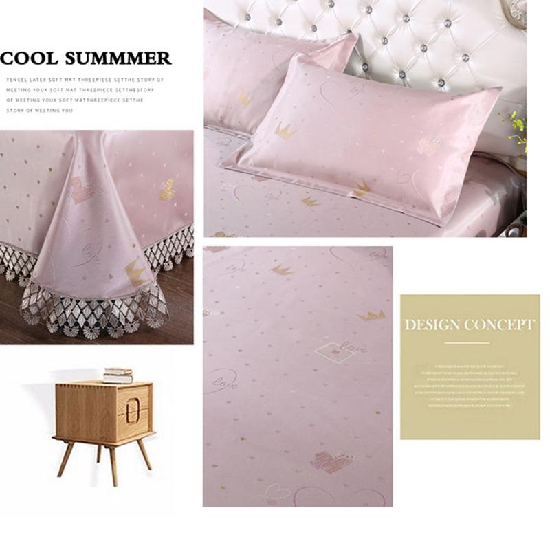 Summer Skin-friendly Ice Silk Mat Washed Folding Mat Sheet High-end Jacquard Double Lace Soft Mat