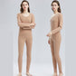 Women Autumn Clothes Winter Thermal Underwear O-neck Tops Pants Female Tight Suit Thicken Windproof Soft Lining Long Sleeve High Elasticity Slim