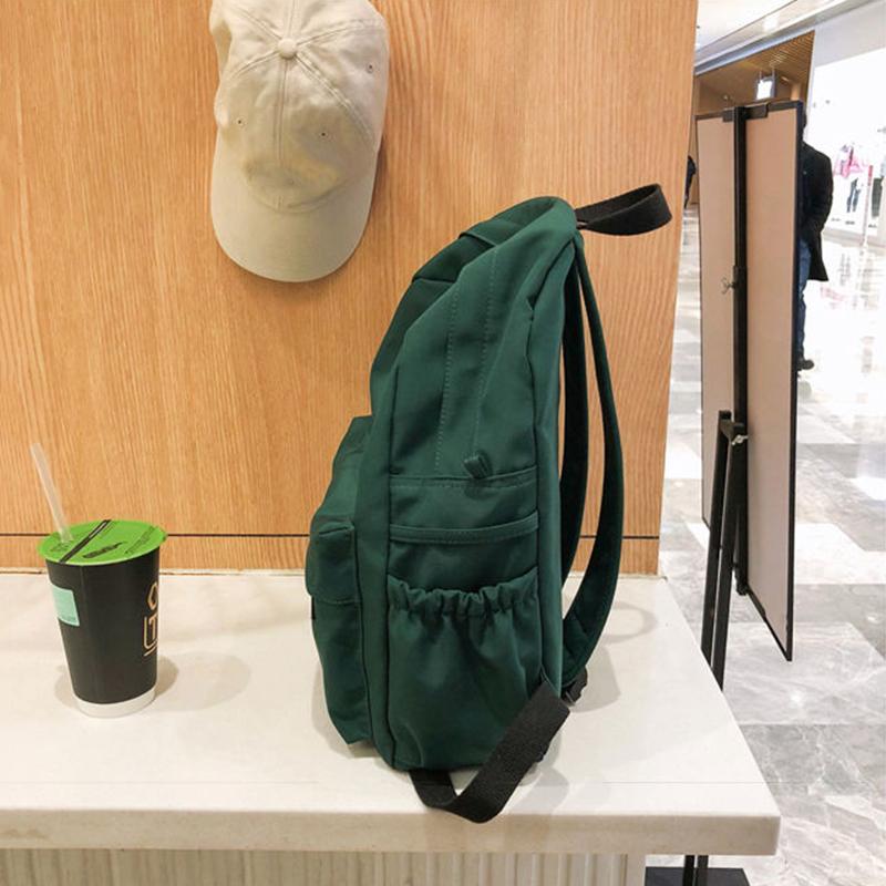 Unisex Solid Color Simple Casual Multi-layer Canvas Backpack Travel Shopping Student Schoolbag High-capacity