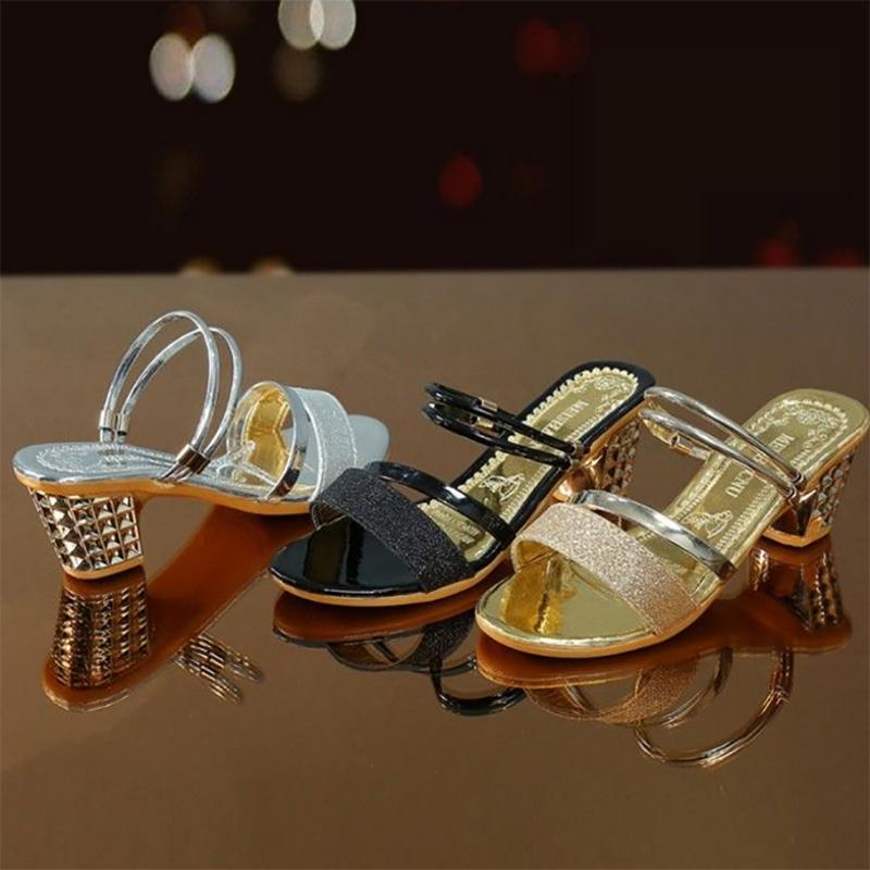 Summer Women's Mid-heel Sandals All-match Fashionable Women's Shoes with Thick Heels Korean Style Open Toe Buckle Women's High Heels