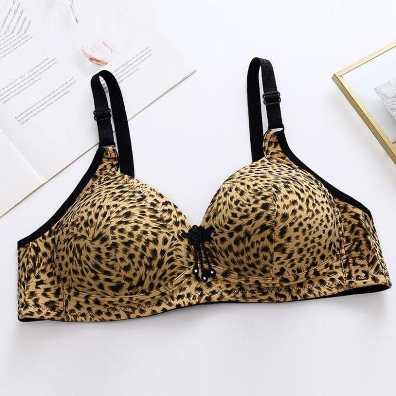 Sexy Leopard Underwear Women Plus Size Push Up bra Thin Wireless Seamless Bras Large Breast Gathered Bras 46/105 B C Bralette