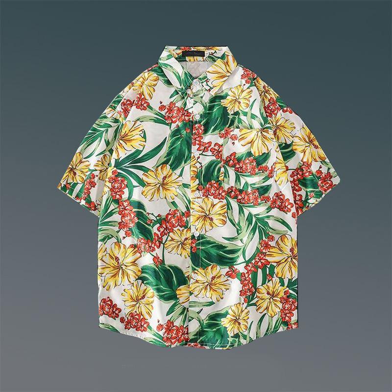 Summer Short-sleeved Shirt Hawaiian Beach Vacation Loose Five-point Sleeve Shirt