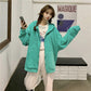Hooded Sweater Student Loose Cardigan Mid-length Zipper Coat Sweater Women