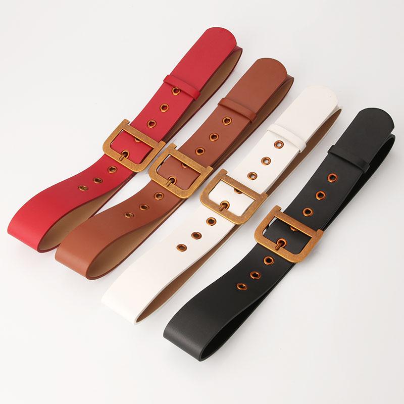 Ladies belt fashion D word buckle fashion wild dress wide belt decorative belt