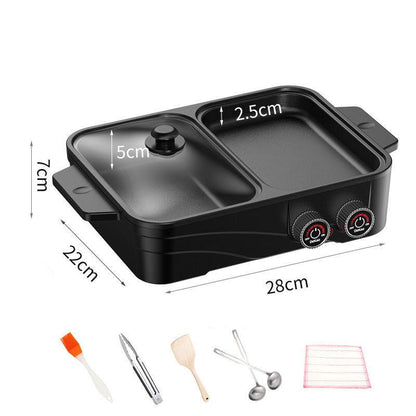 1360W 2 Person Heat Pot BBC Machine Nonstick Pot Smokeless Fried Steak Pan Multi-purpose Grill Pan for Family