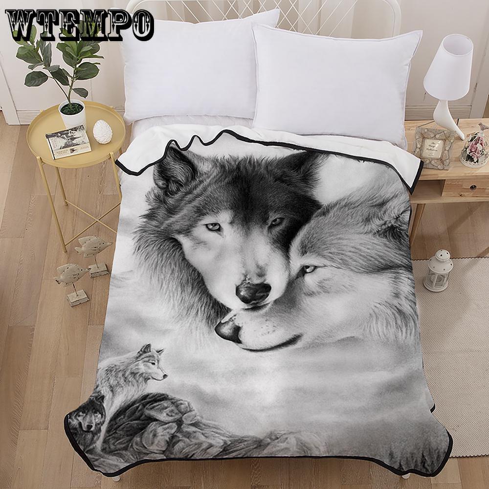 3D Couple Wolf  Animal Printed  Bedding  Blanket