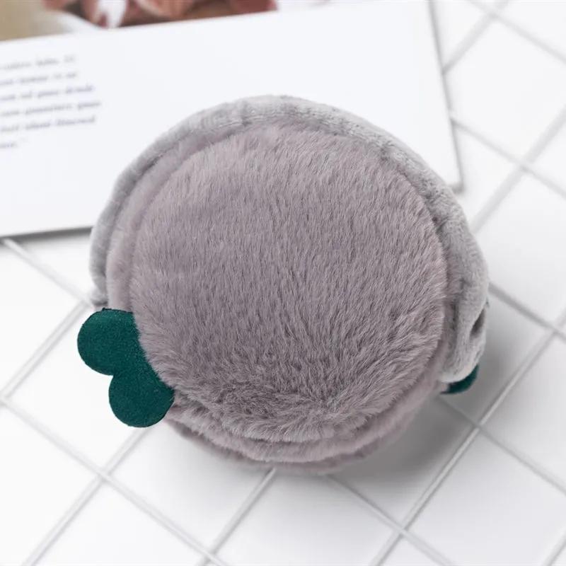 Women's Winter Thickened Warm Earmuffs Cute Green Buds Hamburger Foldable Ear Muffs Earflap Plush Antifreeze Easy To Carry Mini Earwarmers Thick Pad