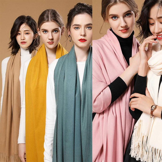 Winter Scarf for Women Fashion Double Side Colors Lady Cashmere Scarves Pashmina Shawls and Wraps