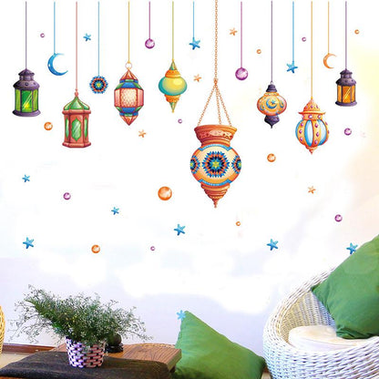 self-adhesive waterproof decoration removable wall stickers colorful chandelier cartoon wallpaper