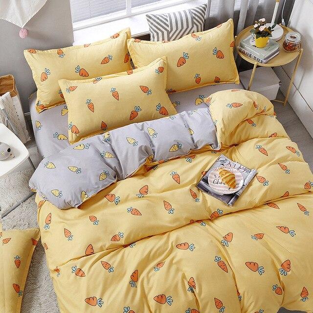Cheap Four-Piece Bedding Set Quilt Cover Sheet Pillowcases Suit Polyester Anti-Static Delicate Children's Student Princess Style