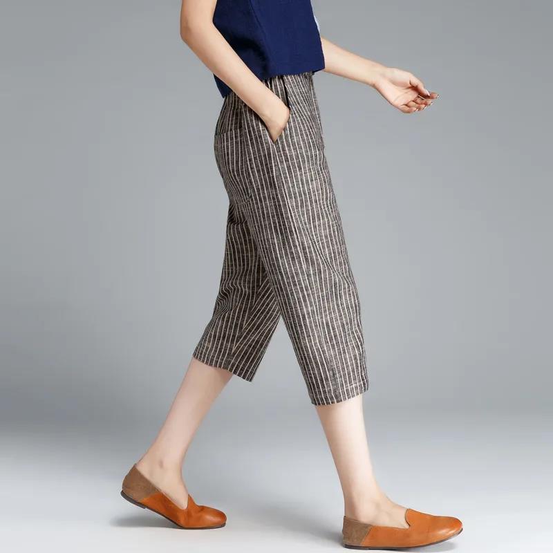 Summer Thin Cotton-linen Cropped Trousers Women Loose Large Size Casual High-waist Harem Pants Nine-point Cotton and Linen Pants Women