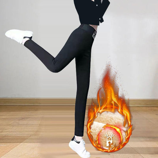 Winter New Style Plus Velvet Thickened Warmth Slim Lamb Velvet Leggings for Women's Outer Wear One All-match Trend