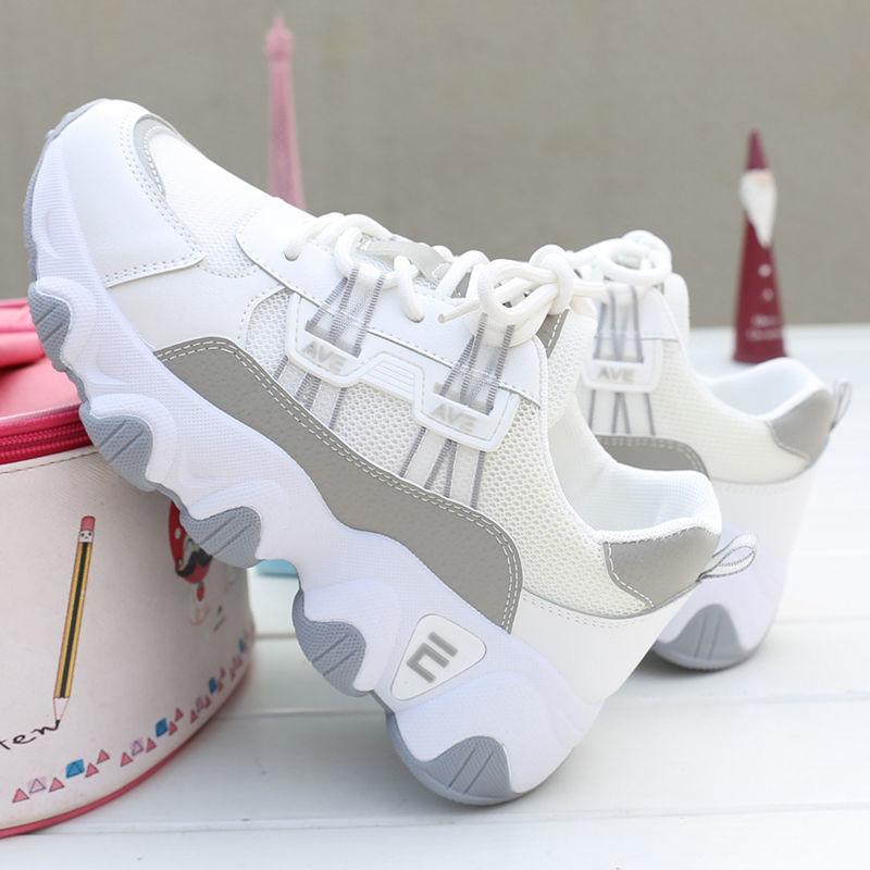Spring Women's Shoes Sports Shoes Breathable Comfortable Non-slip Lightweight Korean Version  The White Shoes Female Students' Running Shoes