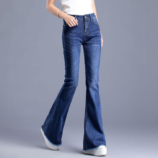 Denim Flare Pants Women Jeans Wide Leg Trousers Ladies Casual Bell-Bottoms Flare Pant Female Jeans
