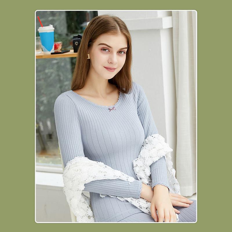 Women Winter Autumn Thermal Underwear Plus Velvet O-neck Female Tight Suit Thicken Windproof Comfortable Soft Lining Long Sleeve High Elasticity Slim