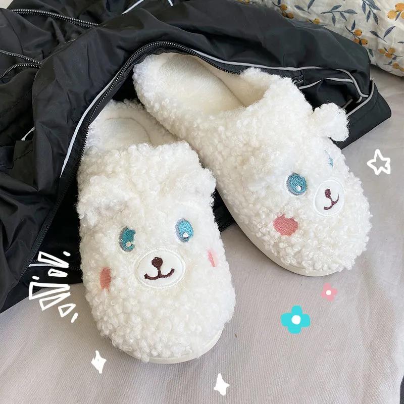 Autumn and Winter Pure Cotton Slippers Indoor Non-slip Soft-soled Shoes Warm Simple Plush Cotton Shoes