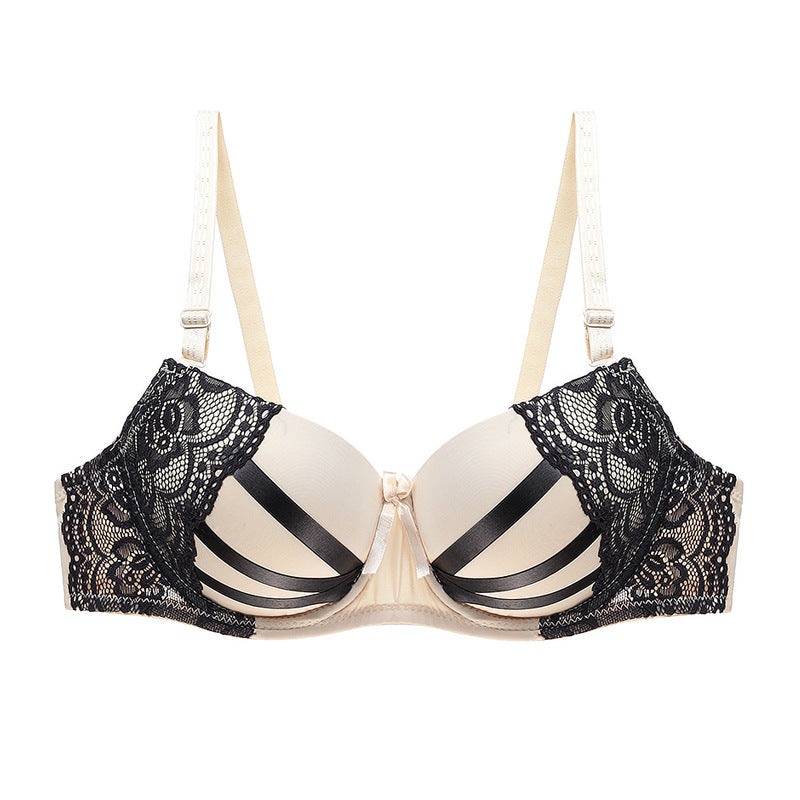 Bra Set Women Sexy Push Up Underwire Backless Lingerie Set Lace Sex Thin Gather Hollow Solid Color Bra Thong Suit Plus Size