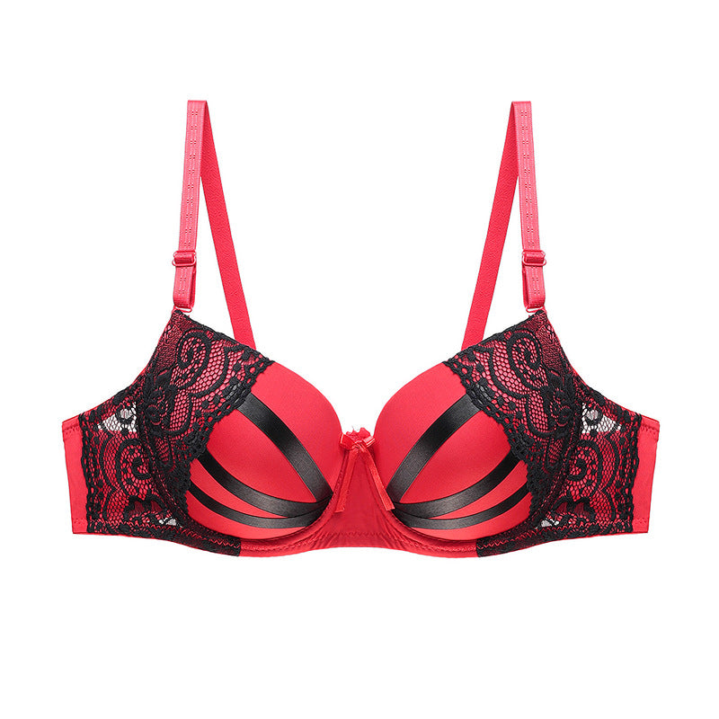 Bra Set Women Sexy Push Up Underwire Backless Lingerie Set Lace Sex Thin Gather Hollow Solid Color Bra Thong Suit Plus Size