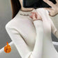 Autumn and Winter Korean Version of Warm Knit Sweater Slim Long-sleeved Solid Color Top Plus Velvet Thick Round Neck Sweater