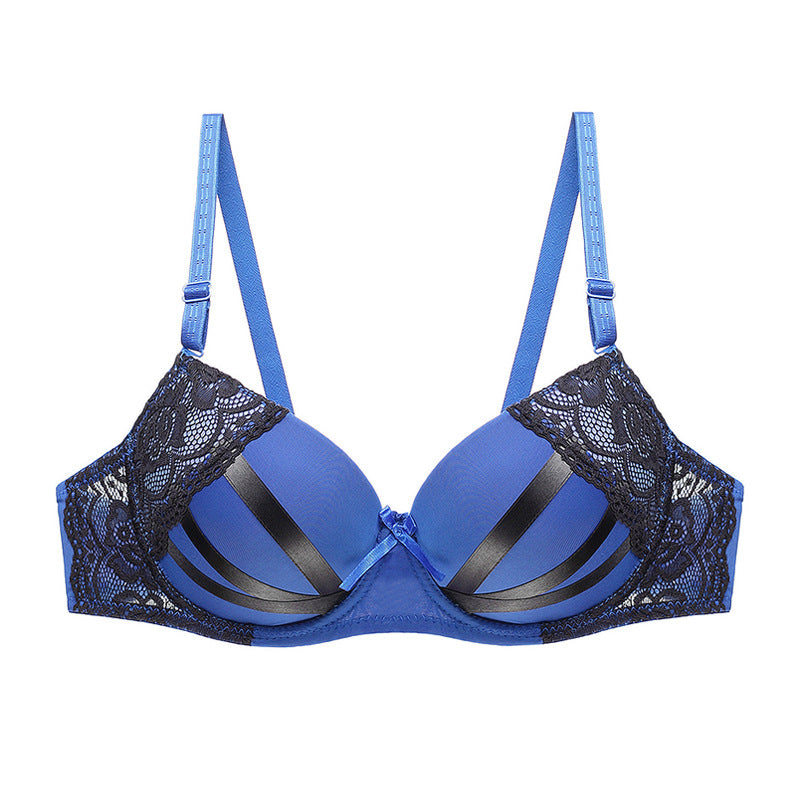 Bra Set Women Sexy Push Up Underwire Backless Lingerie Set Lace Sex Thin Gather Hollow Solid Color Bra Thong Suit Plus Size