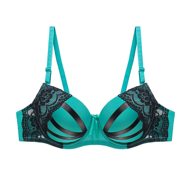 Bra Set Women Sexy Push Up Underwire Backless Lingerie Set Lace Sex Thin Gather Hollow Solid Color Bra Thong Suit Plus Size