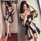 Chiffon Floral Dress Female Strapless A Word Skirt Strap Word Shoulder Beach Skirt