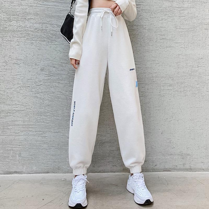 Cotton White Sports Pants Women's Spring and Autumn Models Loose and Thin Casual Pants Women's Harem Pants Women's Health Pants