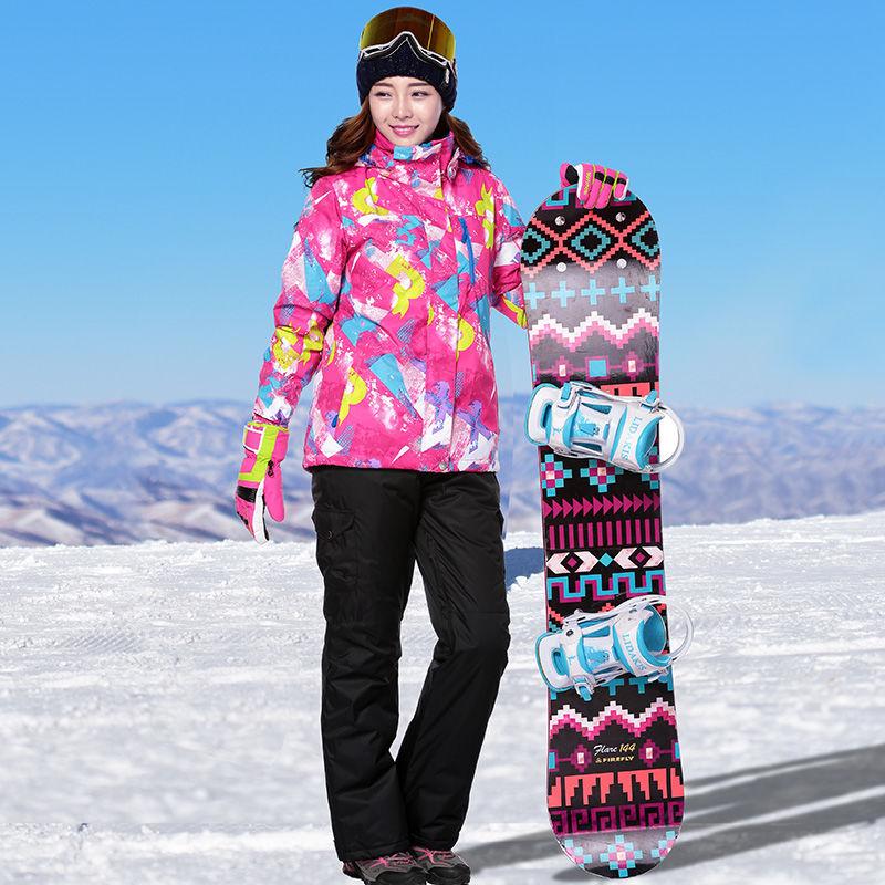 Winter Women's Ski Suit Suit Outdoor Warmth Thick Windproof Waterproof Veneer Double Board Couple Ski Tops Ski Pants