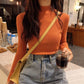 Pofulove 10 Colors Women Knitted Cute Solid Half Turtleneck Loose Sweater Blouse Solid Color Sweater