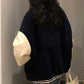 Contrasting Color Stitching Baseball Uniform Women Spring and Autumn Loose Korean Style Retro Jacket Jacket Trend
