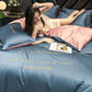 Embroidered Solid Color Bed Sheets and Pillowcases Simple Bedding Loka Cotton Bed Four-piece Set