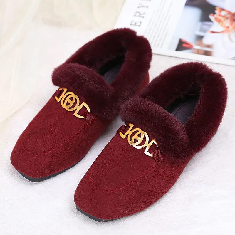 Plush Shoes Women's Winter Outer Wear Peas Shoes Plus Velvet Warm All-match Cotton Shoes Lazy One Pedal